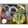 Image 3 : Qty of "caution" tape, polishing pads, duct tape, masks, horseshoes, bits and Misc.