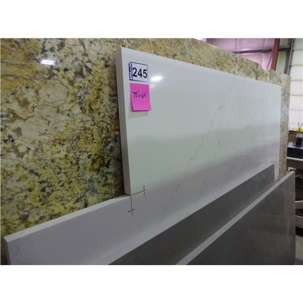 1- Slab, Approx. 73" x 64"  x 1 1/4" thick, Tranquility Quartz