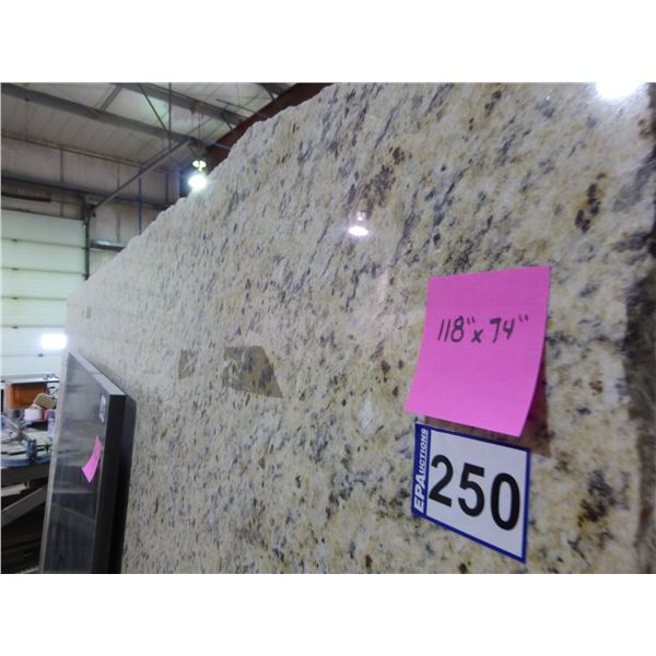 1- Slab, Approx 118" x 74" x 3/4" thick, Giallo gold Granite