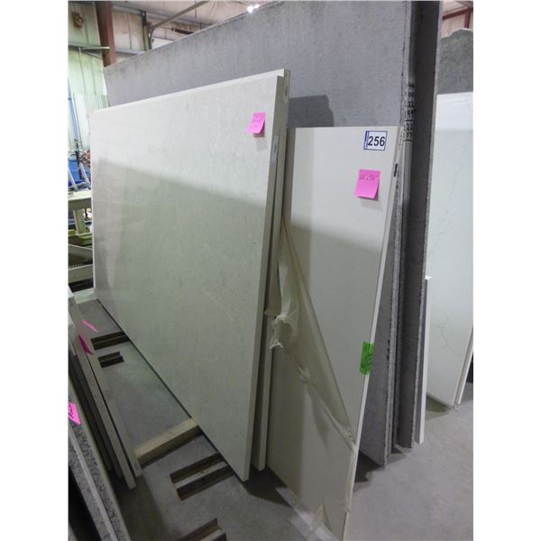 2- Full slabs, Various sizes  x 1 1/4" thick,  Bianco stell & driftwood Quartz and 1- Full slab, app