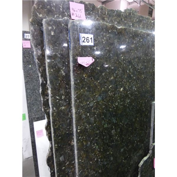 4- Full slabs, Various sizes  x 3/4" thick, Verde butterfly Granite
