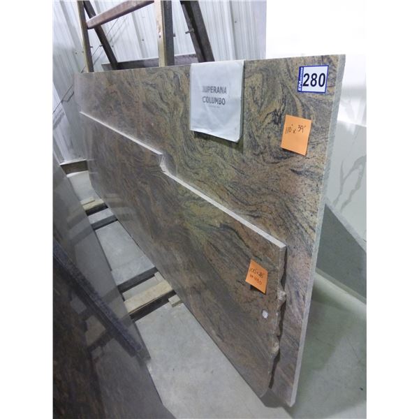 2- Slabs, Various sizes  x 3/4" thick, Juperana columbo Granite and 1- Slab, Approx. 110" x 42"  x 1