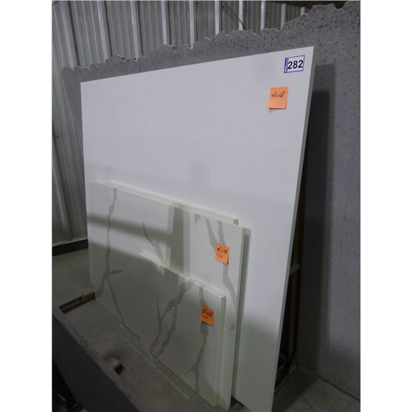 3- Slabs, Various sizes  x 1 1/4" thick, TCE 4023 Quartz and 1- slab, Approx. 55" x 38"  x 3/4", CQS