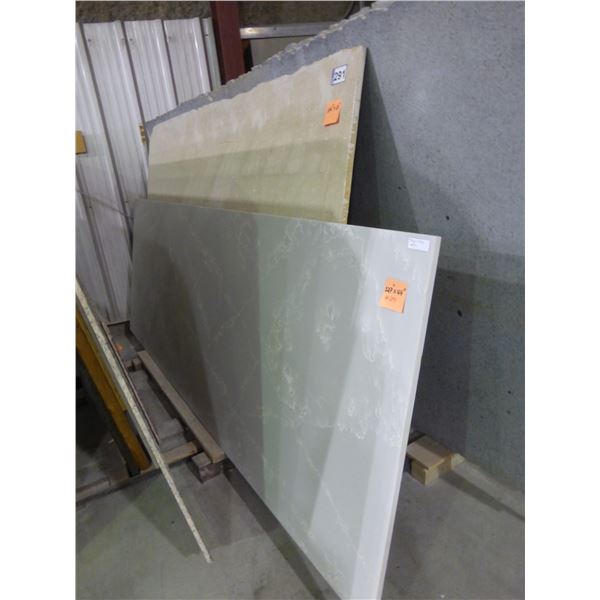 2- Slabs, Various sizes  x 1 1/4" thick, Royale stone & Crema marfil Marble and 1- slab, Various siz