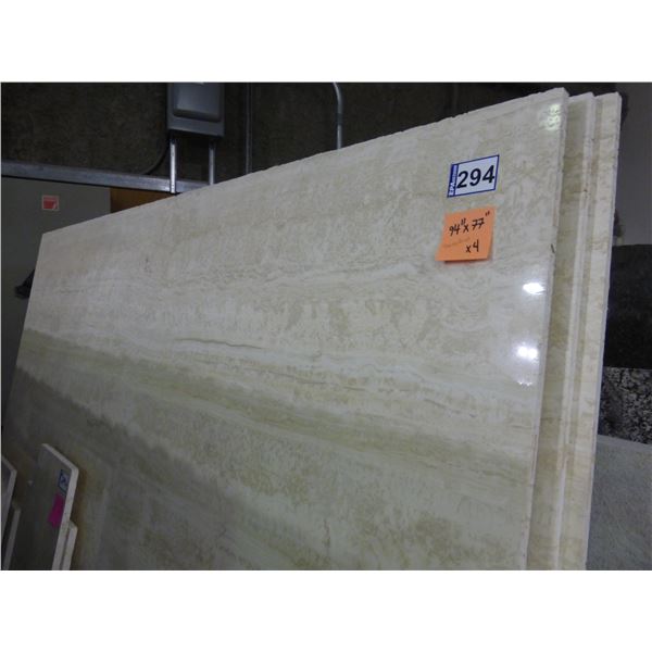4- Full slabs, Approx. 94" x 77"  x 3/4" thick, Travertino (so much each x 4)