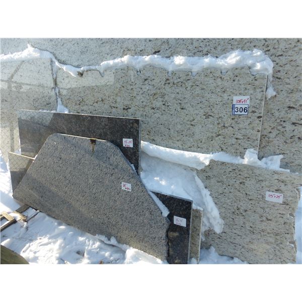 Approx. 10 slab Pces- Various sizes x 3/4" thick, Giallo ornamental and Sapphire brown Granite