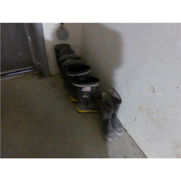 4- pairs of rubber boots (sizes- 9,10,11, & 12) and rain jacket
