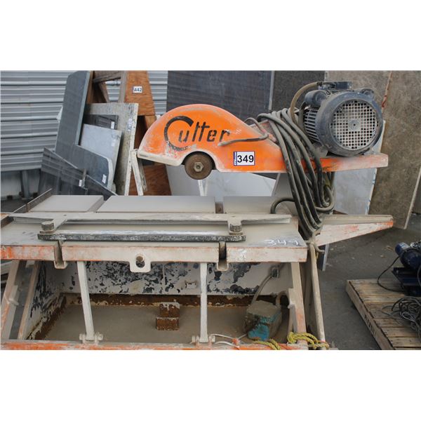 Cutter wet saw c/w stand & 4 HP, 220 V motor (works)