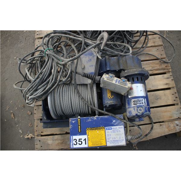 MY-TE, 1- 2,000 lb elec. Winch, 1ph (works)