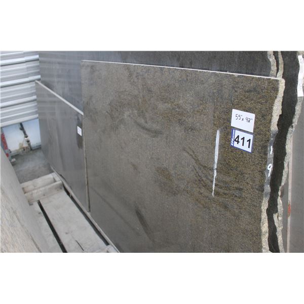 4- Slabs, Various sizes x 3/4" thick, Seaweed green Granite