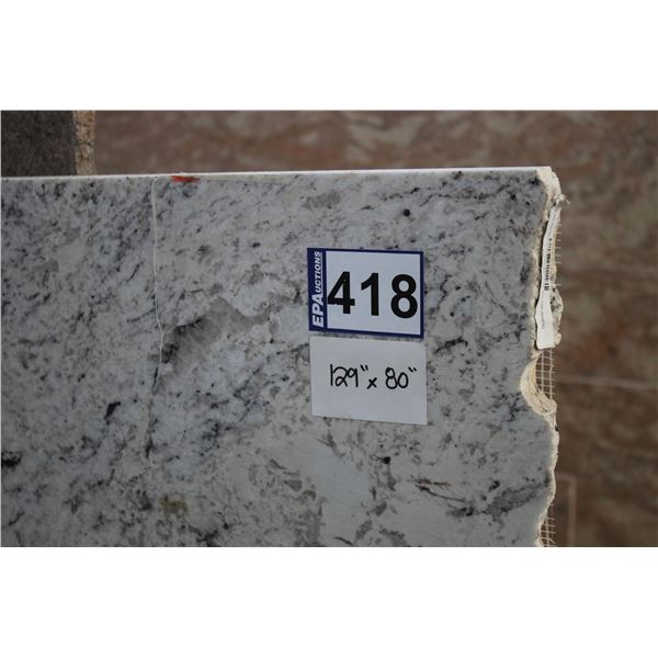 1- Full slab, Approx. 129" x 80" x 1 1/4" thick, White ice Granite