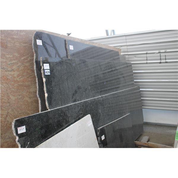 9- Slabs, Various sizes x 3/4" & 1 1/4" thick, Volga blue Granite and 1 - slab, Various size x 1 1/4