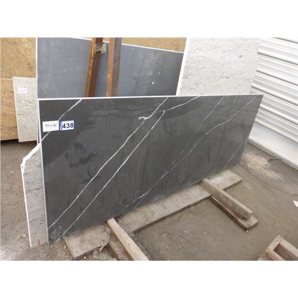 2- Pieces, Various sizes x 1 1/4" thick, River white Granite and Tequila Quartz Pieces