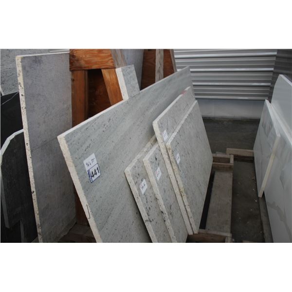 5- Slabs, Various sizes x 1 1/4" thick, Colonial white & river white Granite