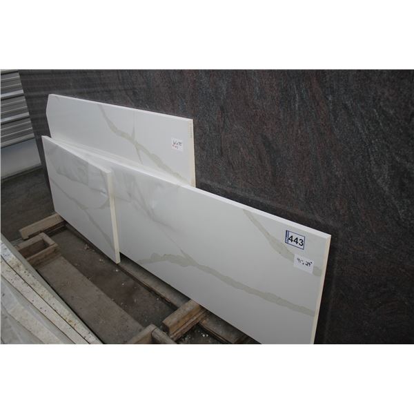 3- Pieces, Various sizes x 1 1/4" thick, Calaratta durato Quartz