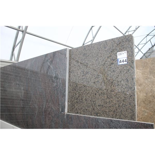 2- Slabs, Various sizes x 1 1/4" thick, Tropical brown, Paradiso and various Granite