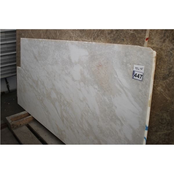 1- Slab, Approx. 93" x 42" x 1 1/4" thick, White Marble