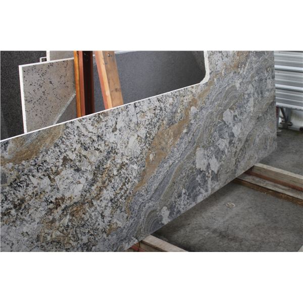1- Full slab, Approx. 120" x 77" x 1 1/4" thick, Granite (L-Shaped)