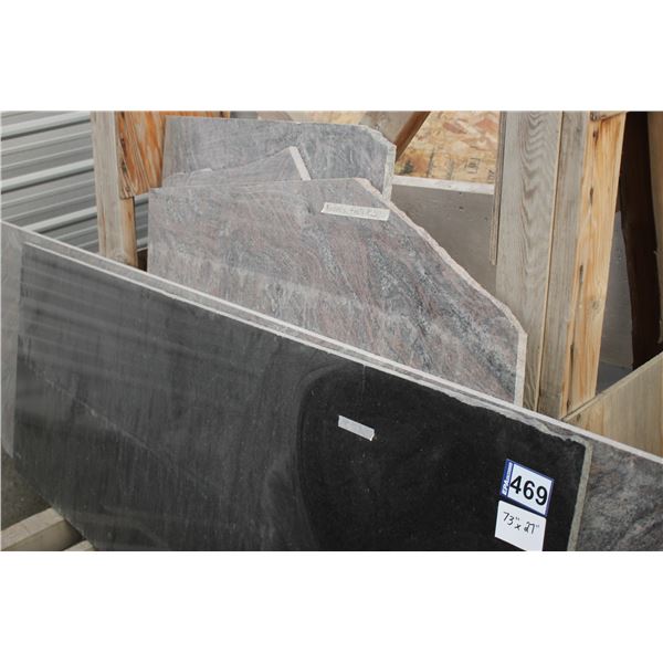 5- Slabs, Various sizes x 3/4" thick, Cambrian black, Paridiso and *** Granite