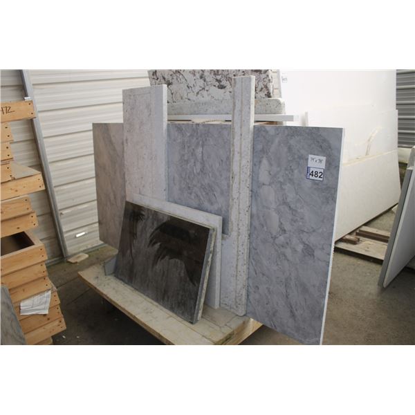 Approx. 8- Slabs, Various sizes x 3/4" thick, and 1 1/4" thick, Super white and various colors Grani