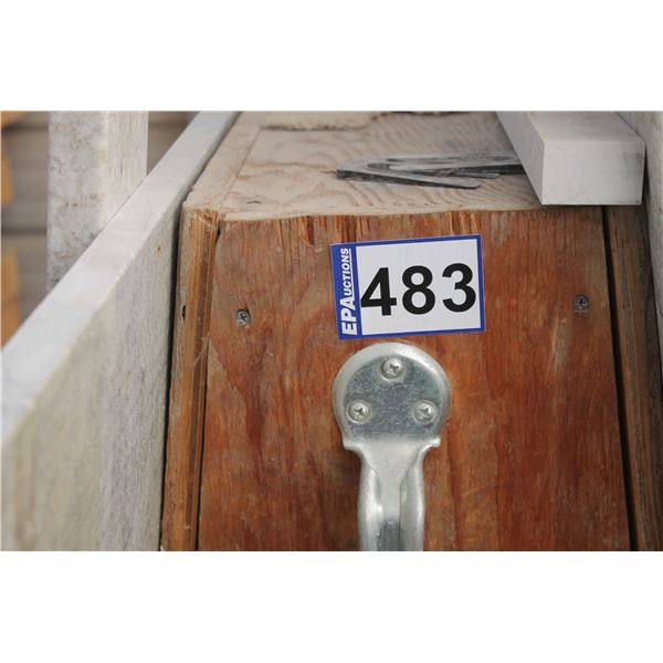 Wooden slab stand on wheels