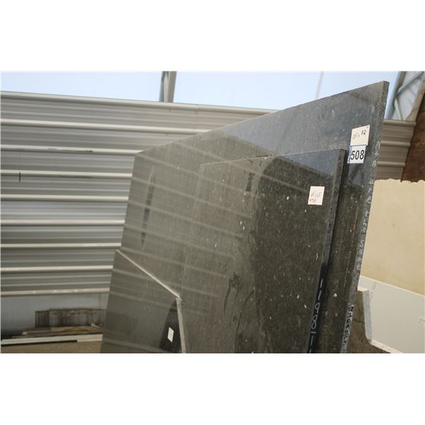 1- Slab and 2- Pcs, Various sizes x 3/4" thick, Emerald pearl Granite