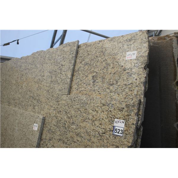 3- Full slabs, Approx. 117" x 74" x 3/4", Giallo St cecilia Granite and 4- Slabs, Various sizes x 1 