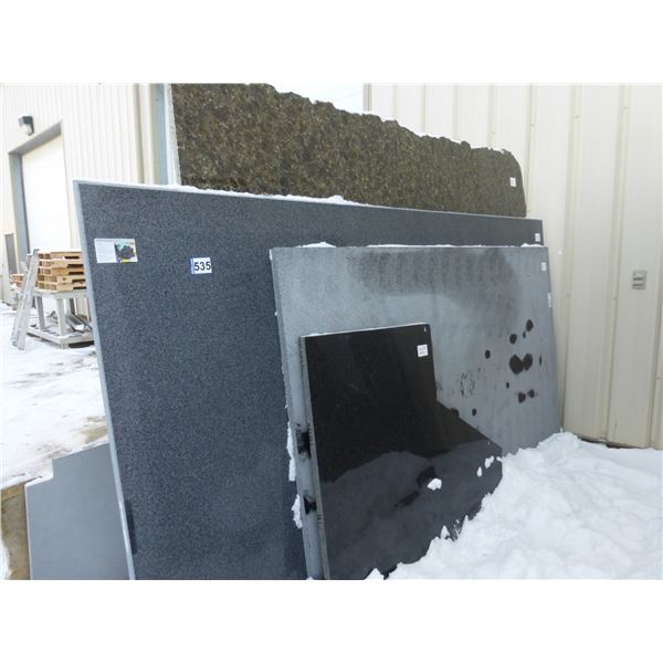 1- Full slab, Approx. 100" x 79"  x 1 1/4", Verde butterfly Quartz and 3- Slabs, Various sizes x 1 1