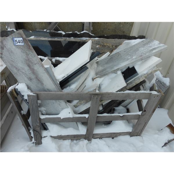 Crate of smalls pieces of granite, marble & quartz (various sizes)