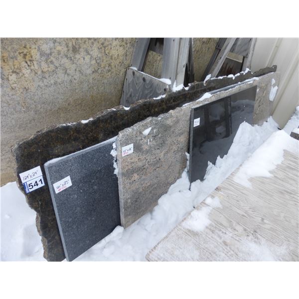 4- Slab Pces, Various sizes x 3/4" & 1 1/4" thick, Quartz and Granite (various colors)