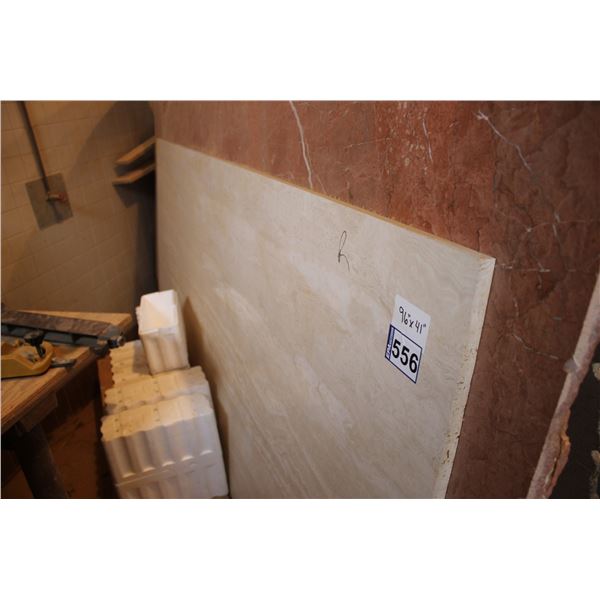 1- Full slab, Approx. 96" x 41" x 3/4" thick, Marble Travertine