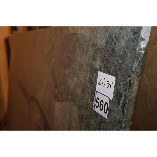 1- Full slab, Approx. 107" x 54" x 3/4" thick, Empress green Marble