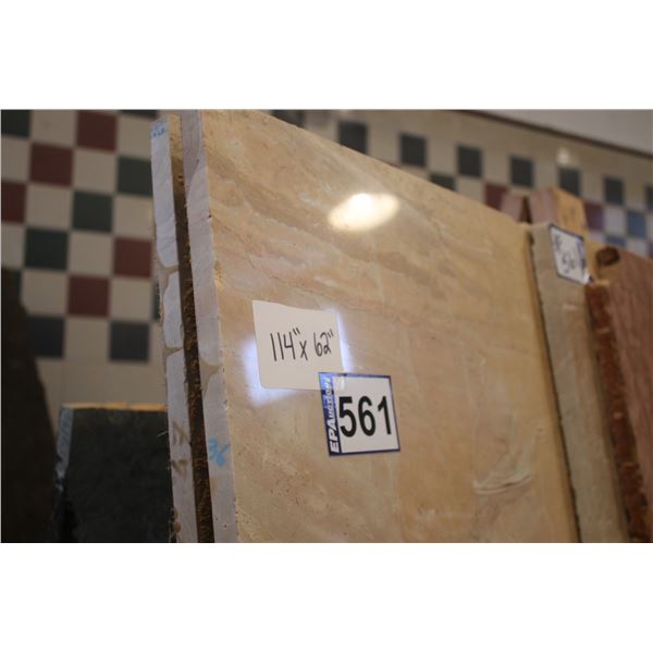 3- Full slabs, Approx. 114" x 62" x 3/4" thick, Beige Marble and 1- pce