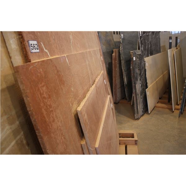 1- Full slab, Approx. 92" x 62", 4- Slab Pces, Various sizes x 3/4" thick, Rose alicante Marble