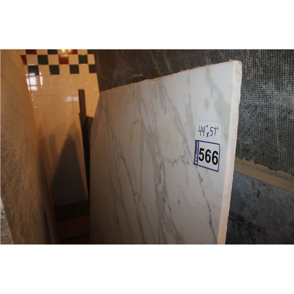 1- Slab Pce, Approx. 44" x 57" x 3/4" thick, White Marble