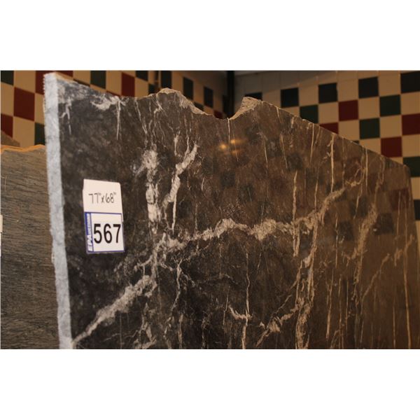 3- Full slabs, Approx. 119" x 49" and 1- Slab Pce, Approx 77" x 68" x 3/4" thick, Agglo Grey/black, 