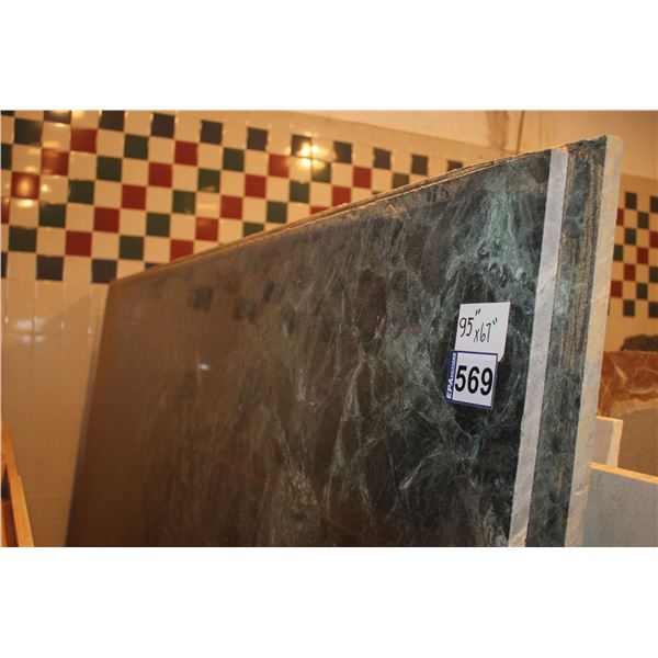 2- Full slabs and 1- slab Pce, Various sizes x 3/4" thick, Verde jade Marble
