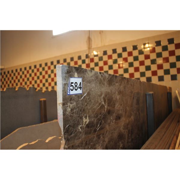 1- Full slab, Approx. 112" x 62" and 1- Slab Pce, Approx. 79" x 25" x 3/4" thick, Emperador black Ma