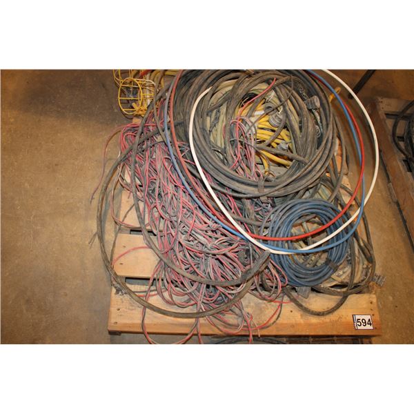 Qty of 110V, 20 amp light cords, 110V 15 amp light cords and misc.