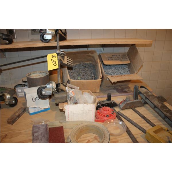 Qty of saw guides, blades, nails and misc.