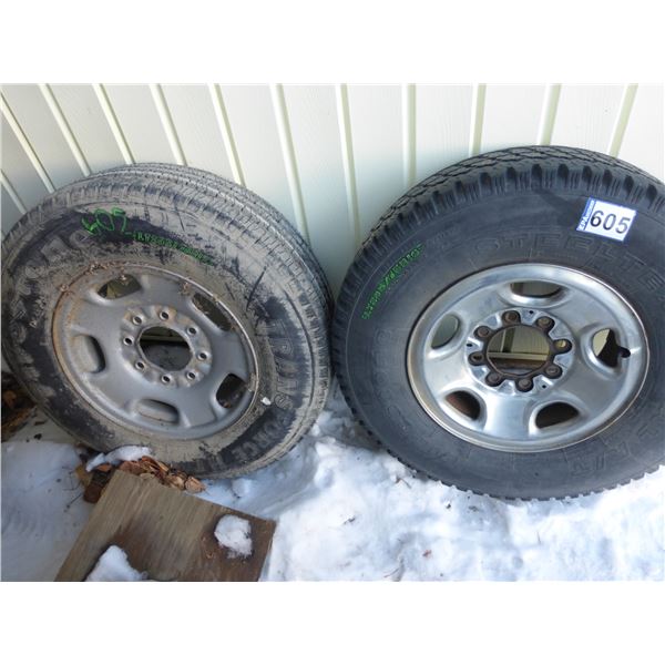 2- LT 245 75 R16s c/w GM 8-hole rims (selling together)