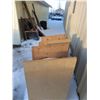 Image 1 : Various plywood, black plastic barrel and 2- wood stands