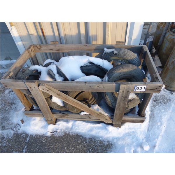 Crate of wheel barrow tires