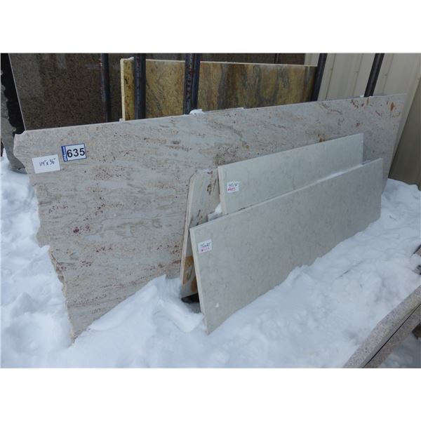 5- Slabs, Various sizes x 1 1/4" thick Granite and Quartz (various colors)