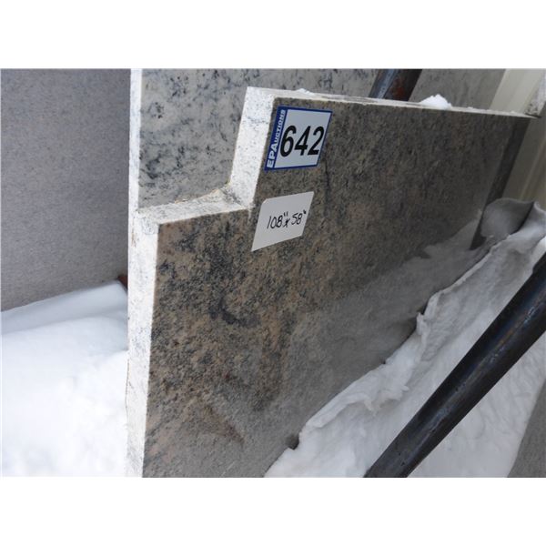 1 Slab, Approx. 108" x 58" x 1 1/4" thick, Granite