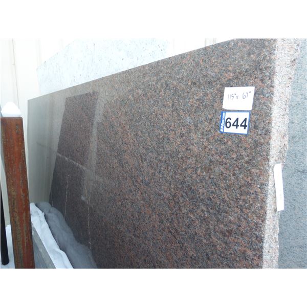1- Slab, Approx. 115" x 67" x 1 1/4" thick, Dakota mahogany Granite