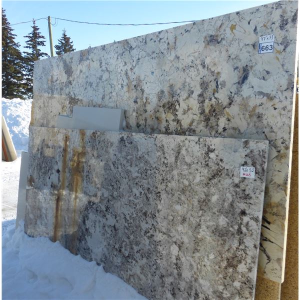 4- Slabs, Various sizes x 1 1/4" thick, Various colors