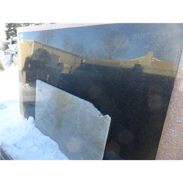 1- Slab, Various size x 3/4" thick, Black pearl Granite and 1- Slab, Various size x 1 1/4" thick, Ta