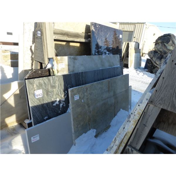 10- Slabs, Various sizes x 1 1/4" thick, Antique brown, Cosmic honed Granite and other various color