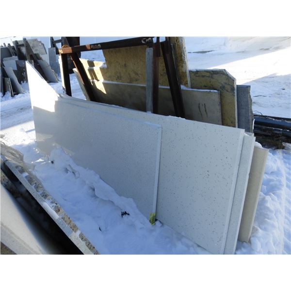 7- Slabs, Various sizes x 1 1/4" thick, Nougat Quartz and other various colors